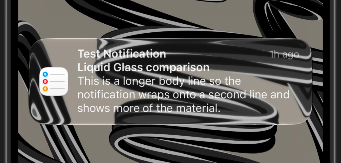 One last time in iOS 27's dark mode using clear Liquid Glass.