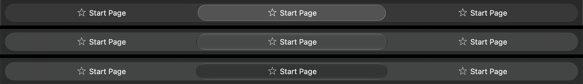 Examples of tab bars in Safari on macOS 26 and macOS 27.