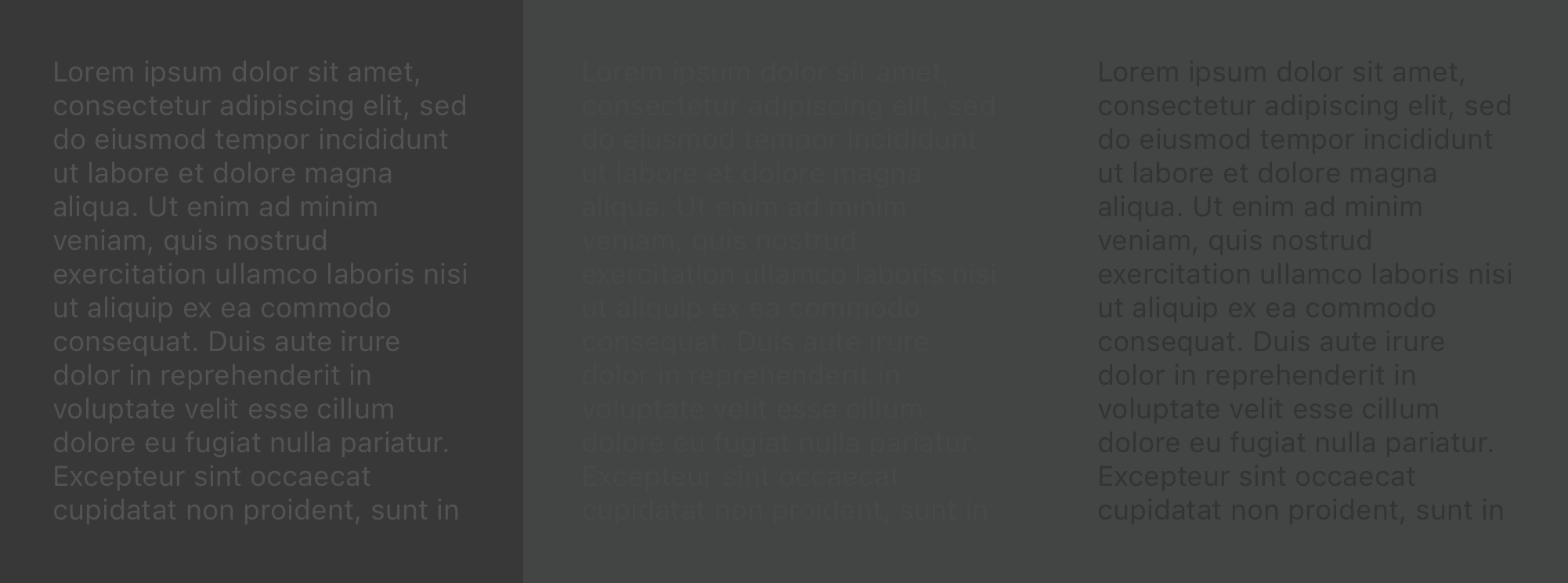 Sample latin text showing very low contrast background/foreground colour combinations.